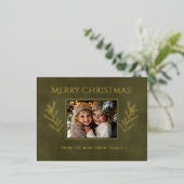 Kerstmis Dennentakken Foto Groen Folie Feestdagen Briefkaart (Staand Voorkant)