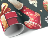 Kerstmis Design Patroon 9 Cadeaupapier (Rol Hoek)