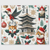 Kerstmis Design Patroon - Japan Thema 2 Cadeaupapier (Vlak)