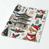 Kerstmis Design Patroon - Japan Thema 2 Cadeaupapier (Uitgerold)