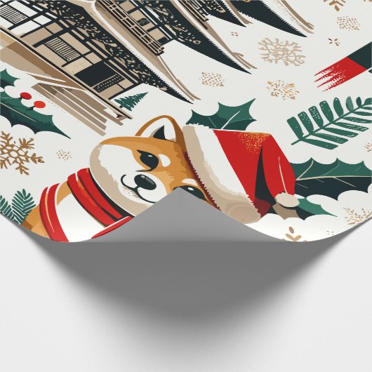 Kerstmis Design Patroon - Japan Thema 2 Cadeaupapier (Hoek)