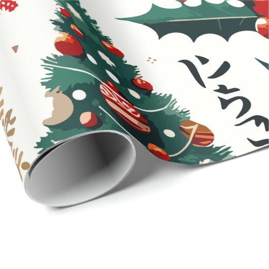 Kerstmis Design Patroon - Japan Thema 2 Cadeaupapier (Rol Hoek)