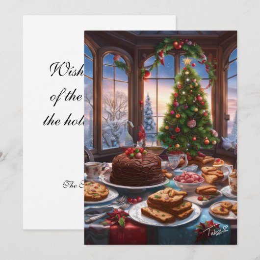 Kerstmis Dessert Tafel Stijl Feestdagenkaart (Voorkant / Achterkant)