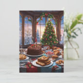 Kerstmis Dessert Tafel  Stijl Feestdagenkaart (Staand voorkant)