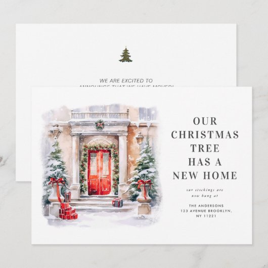 Kerstmis deur vakantie verhuisaankondiging feestdagenkaart (Voorkant / Achterkant)