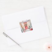 Kerstmis deur vakantie vierkante sticker (Envelop)