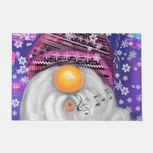 Kerstmis Deurmat met Happy Singing Gnome (Voorkant)