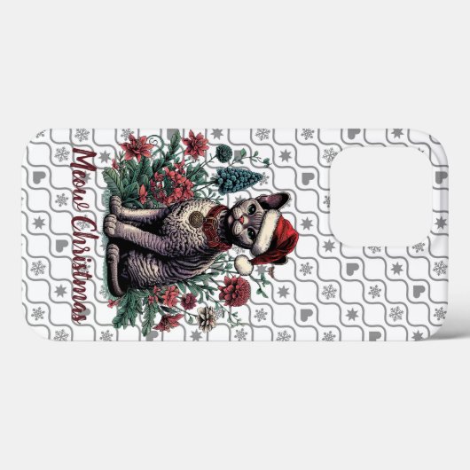 Kerstmis Devon Rex Kat: Santa Hoed en Bloemen Case-Mate iPhone Case (Achterkant (horizontaal))