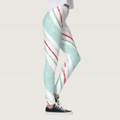 Kerstmis Diagonale Strepen Mint Groen ID440 Leggings (Rechts)