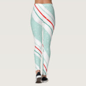 Kerstmis Diagonale Strepen Mint Groen ID440 Leggings (Achterkant)