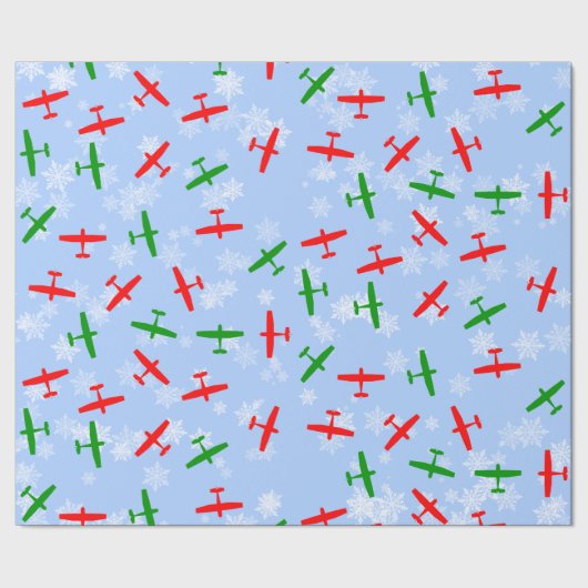 Kerstmis die door sneeuwvlokken vliegt cadeaupapier (Zoom)