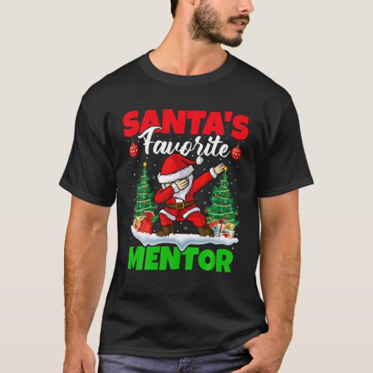 Kerstmis die kerstman met favoriete mentor van de t-shirt (Voorkant)