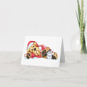 Kerstmis die van Airedale Terrier op Kerstman Feestdagen Kaart