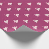 Kerstmis Diep Roze en Bord Roze Kerstbomen Cadeaupapier (Hoek)