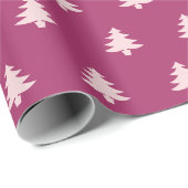 Kerstmis Diep Roze en Bord Roze Kerstbomen Cadeaupapier (Rol Hoek)