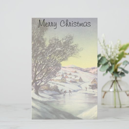 Kerstmis, diepgevroren meer met ijsboers briefpapier (Staand voorkant)