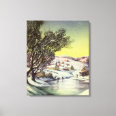 Kerstmis, diepgevroren meer met ijsboers canvas afdruk (Voorkant)