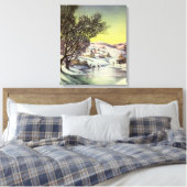 Kerstmis, diepgevroren meer met ijsboers canvas afdruk (Insitu (Slaapkamer))