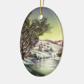 Kerstmis, diepgevroren meer met ijsboers keramisch ornament (Links)