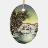 Kerstmis, diepgevroren meer met ijsboers keramisch ornament (Voorkant)