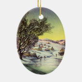 Kerstmis, diepgevroren meer met ijsboers keramisch ornament (Achterkant)