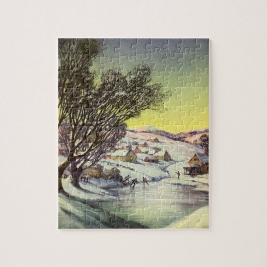 Kerstmis, diepgevroren meer met ijsboers legpuzzel (Verticaal)