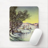 Kerstmis, diepgevroren meer met ijsboers muismat (Met muis)