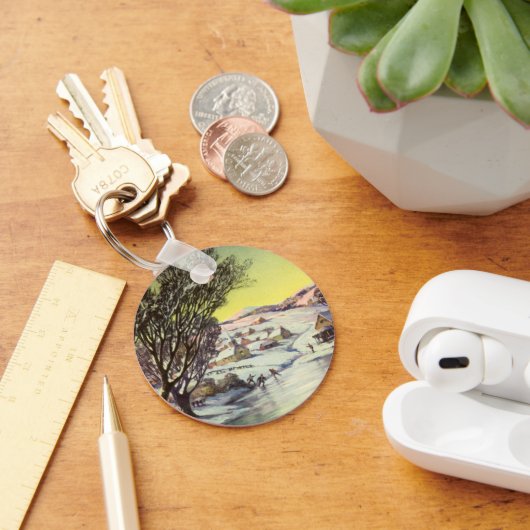 Kerstmis, diepgevroren meer met ijsboers sleutelhanger (Bureau)