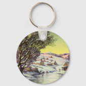 Kerstmis, diepgevroren meer met ijsboers sleutelhanger (Achterkant)