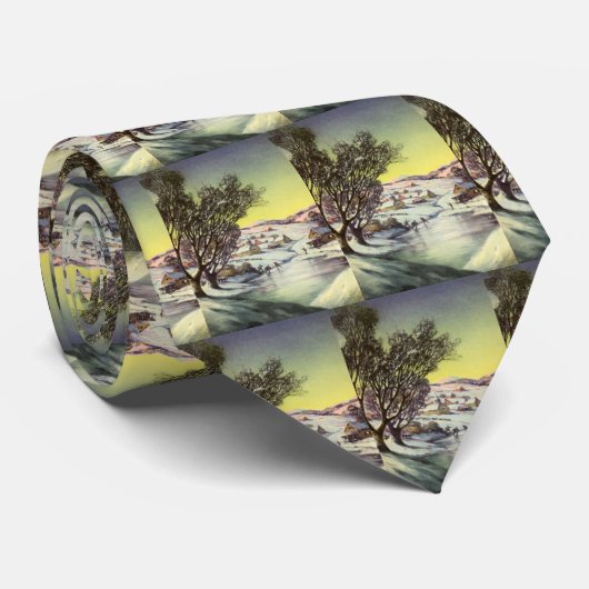 Kerstmis, diepgevroren meer met ijsboers stropdas (Opgerold)