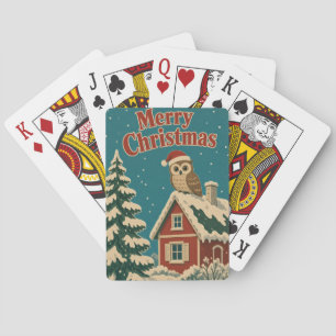 Kerstmis dier uilhuisje tuin pokerkaarten