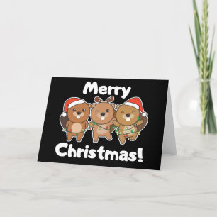 Kerstmis Dieren Bevers Merry Christmas H Feestdagen Kaart