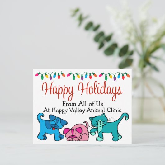 Kerstmis - Dierenartsen - Groomers - SRF Feestdagenkaart (Staand voorkant)