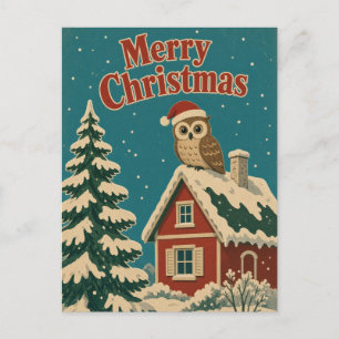 Kerstmis dierentuin uil Cottage Briefkaart