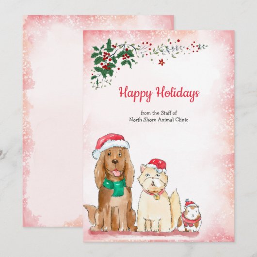 Kerstmis Diergeneeskundige Vakantie Feestdagenkaart (Voorkant / Achterkant)