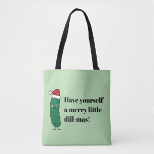 Kerstmis Dille Augurk met een Kerstman Hoed Tote Bag