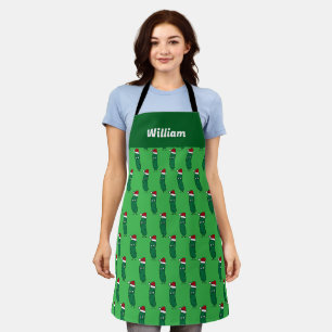 Kerstmis Dillen Pickle met een Kerstman Hoed Schort