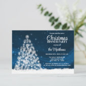 KERSTMIS DINER PARTY Blauw Wit Lichten Boom Kaart (Staand voorkant)