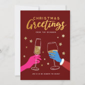 Kerstmis Dink Kleurrijke Bold Party Kaart (Voorkant)