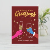 Kerstmis Dink Kleurrijke Bold Party Kaart (Staand voorkant)