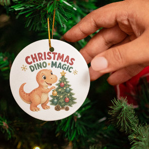 Kerstmis Dino Magie Baby T-Rex Boom Keramisch Ornament