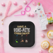 Kerstmis Dino Pun Papieren Bordje (Feest)