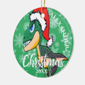 Kerstmis Dinosaur Cute Believe Green Kinder Keramisch Ornament (Links)
