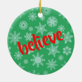 Kerstmis Dinosaur Cute Believe Green Kinder Keramisch Ornament (Achterkant)