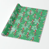 Kerstmis Dinosaur Cute Green Kinderen Cadeaupapier (Uitgerold)