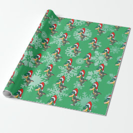 Kerstmis Dinosaur Cute Green Kinderen Cadeaupapier