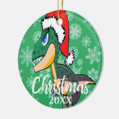 Kerstmis Dinosaur Cute Photo Green Kinderen Keramisch Ornament (Links)