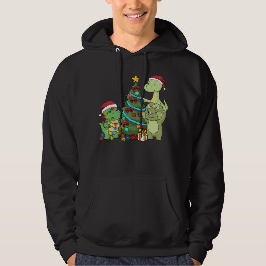 Kerstmis Dinosaur Kinder kerstboom Dinosaur Hoodie (Voorkant)