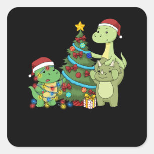 Kerstmis Dinosaur Kinder kerstboom Dinosaur Vierkante Sticker