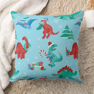 Kerstmis Dinosaur Kinderen Pret Vakantie Winter Kussen